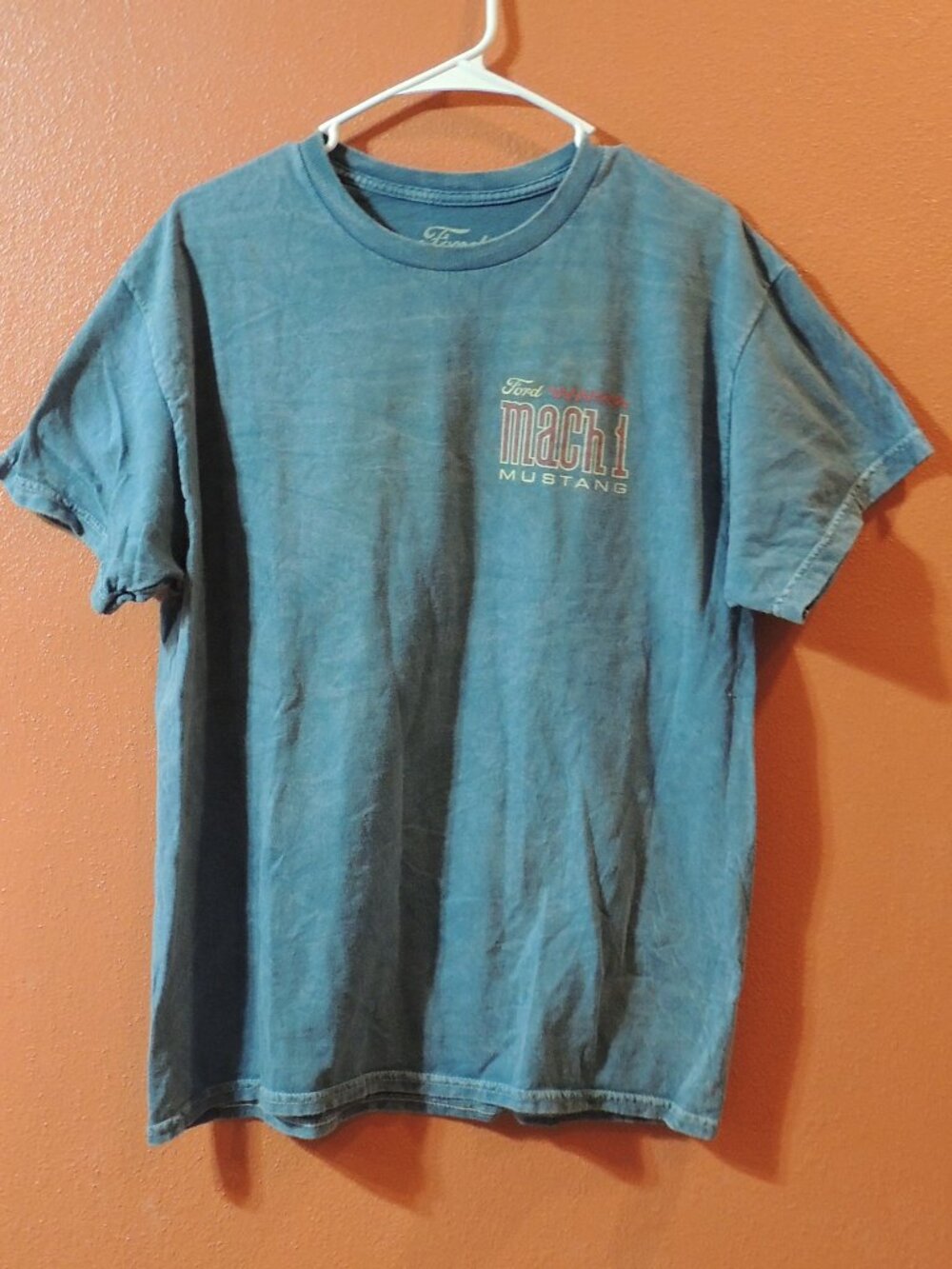 Ford Mach 1 Shirt Men Large Blue Red Sport Need Speed Fast Muscle Car
